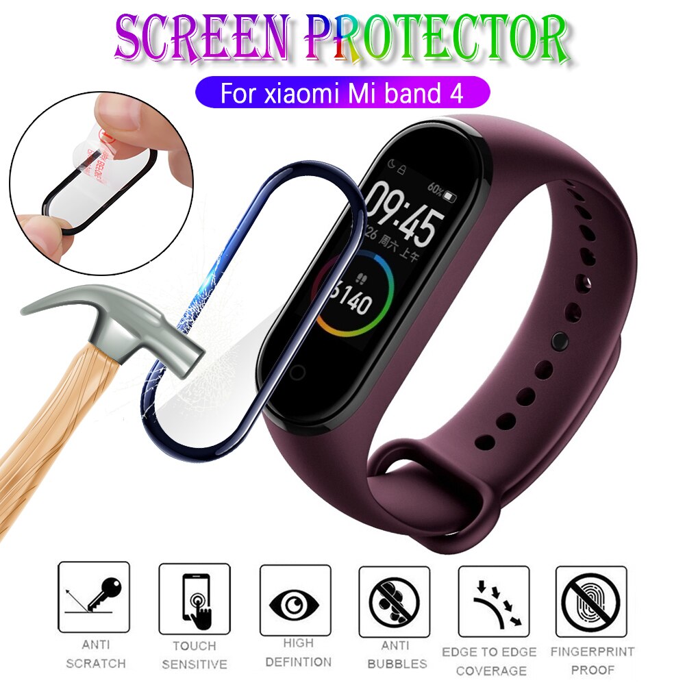 High Definition Gebogen Film Voor Xiaomi Band 4 3D Screen Protector Volledige Zachte Beschermende Glas Anti-Kras Onzichtbare