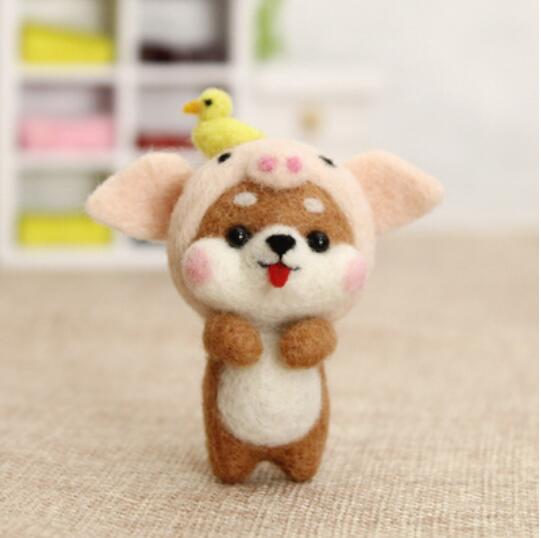 Dog and Dog Animals Wool Felt wool needlepoint kit wool felt needle felting decoration craft needlecraft: V