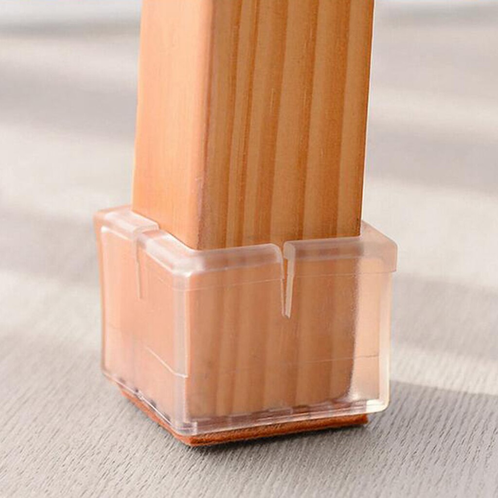 10Pcs Chair Leg Floor Protectors for Chair Legs, Round Silicone Chair Leg Caps Chair Leg Tip, Transparent Clear: Square Leg 42-48mm