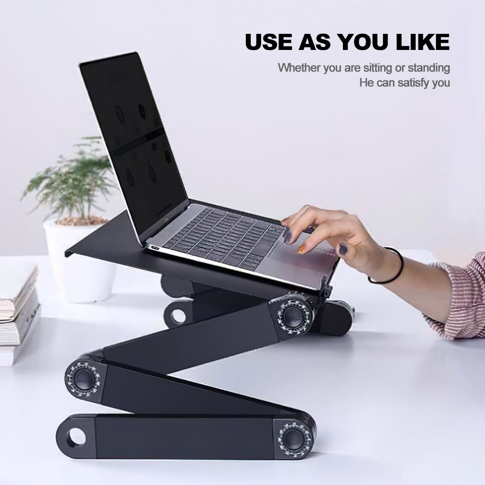 Adjustable Aluminum Laptop Desk Ergonomic Computer Desk Portable Folding Notebook Table Desk Stand for PC TV Bed Lap Desk Tray