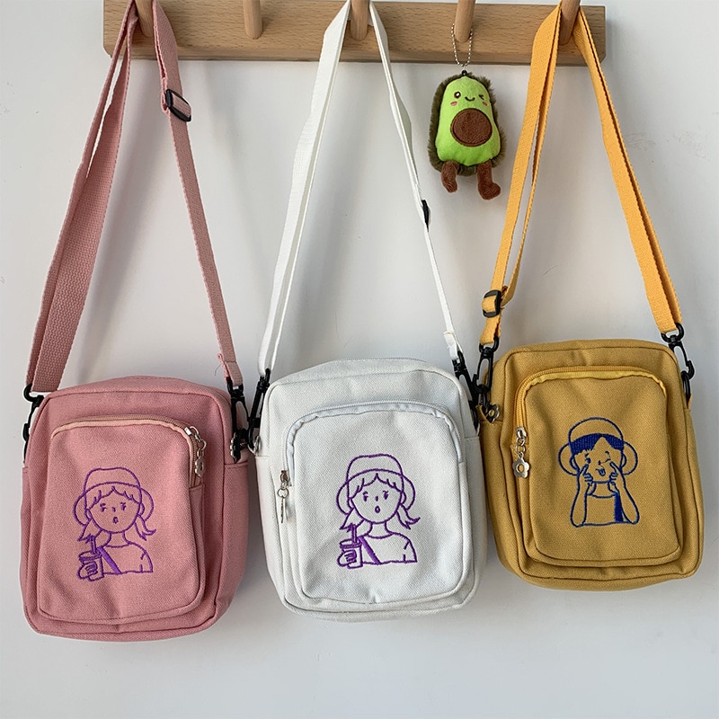 2020 novo pequeno saco do mensageiro das mulheres japão coréia moda mini lona sacos de ombro crossbody para o telefone feminino saco zíper aleta