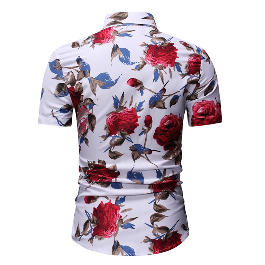 Blomster herre skjorter kortermet bluse uformelt strandskjorte sommer skrive ut skjorter menn hawaiiansk skjorte herre sommerskjorte svart