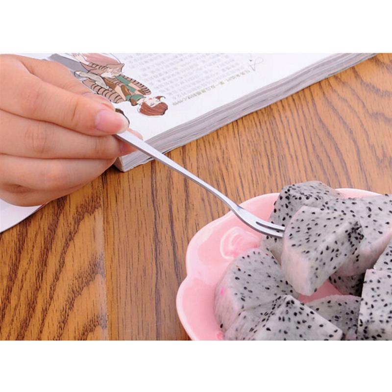 6PCS Stainless Steel Forks Two Prong Fork Dessert Fruit Forks Party Tableware Kitchen Accessories Dinnerware Set Food Cutlery