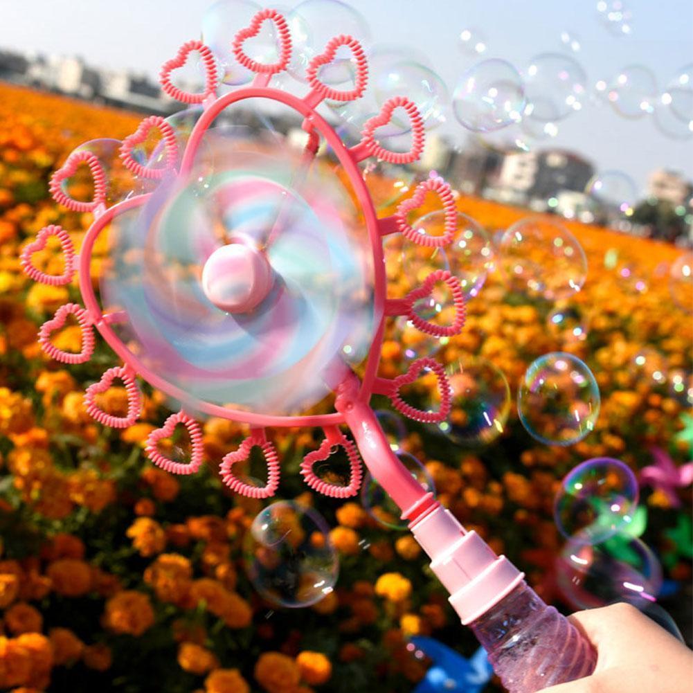 Bubble Wand Vijf Gat Hartvormige Windmolen Bubble Creatieve Kinderen Outdoor Speelgoed Bubble Speelgoed Bubble Windmolen Speelgoed 1pc Wand X8Q2