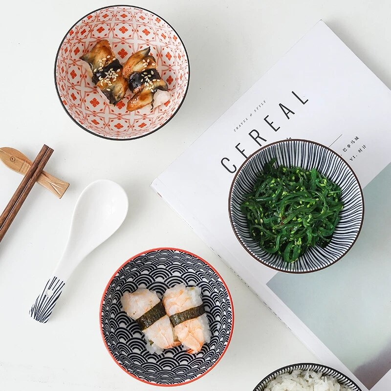 4.5 Inch Household Rice Bowl Ceramic Tableware Nordic Minimalist Style Underglaze Relief Kitchenware Porridge Bowl Small