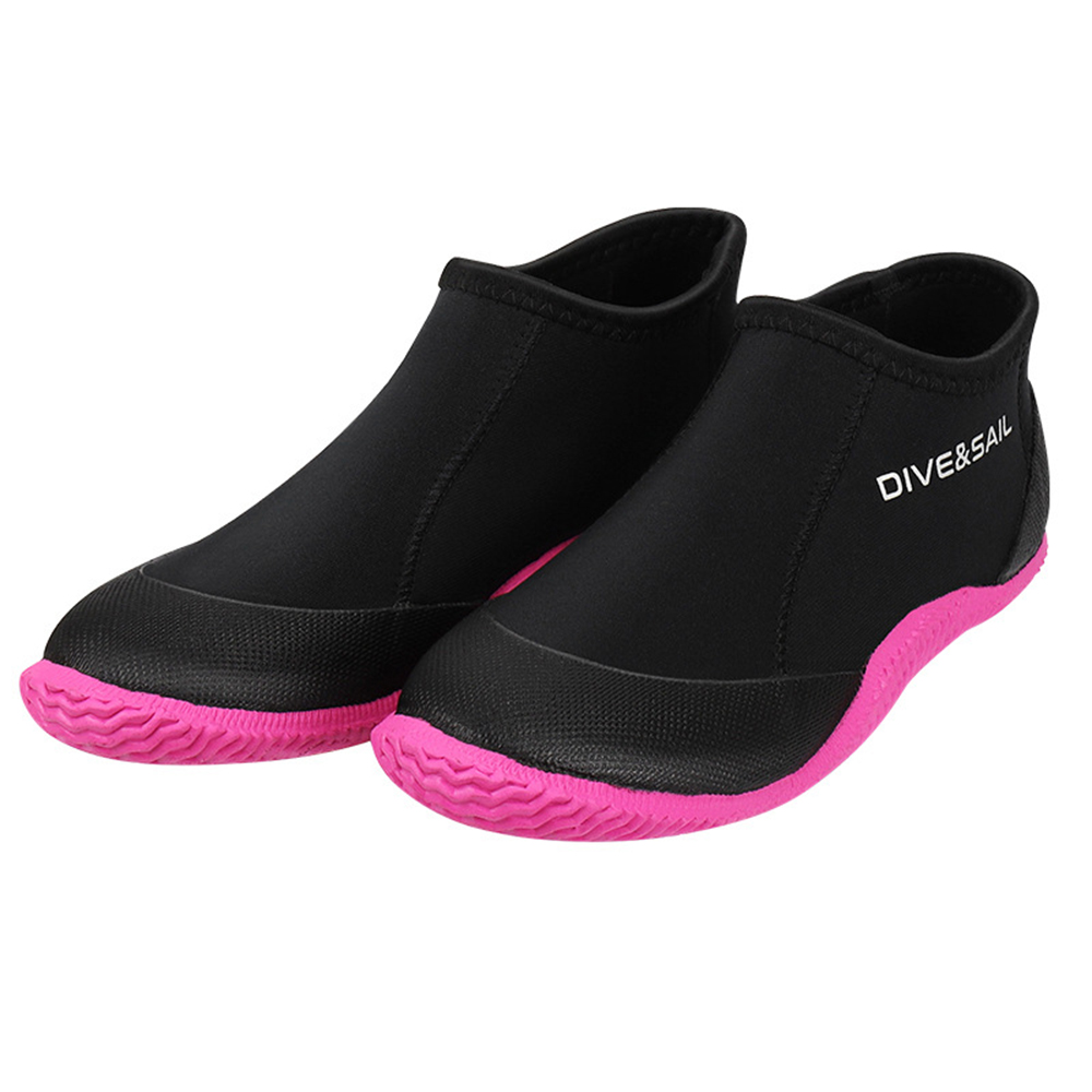 Scarpe da sub in neoprene da 3mm uomo donna stivali da immersione per adulti antiscivolo scarpe da spiaggia per Snorkeling immersioni subacquee: nero rosa / S