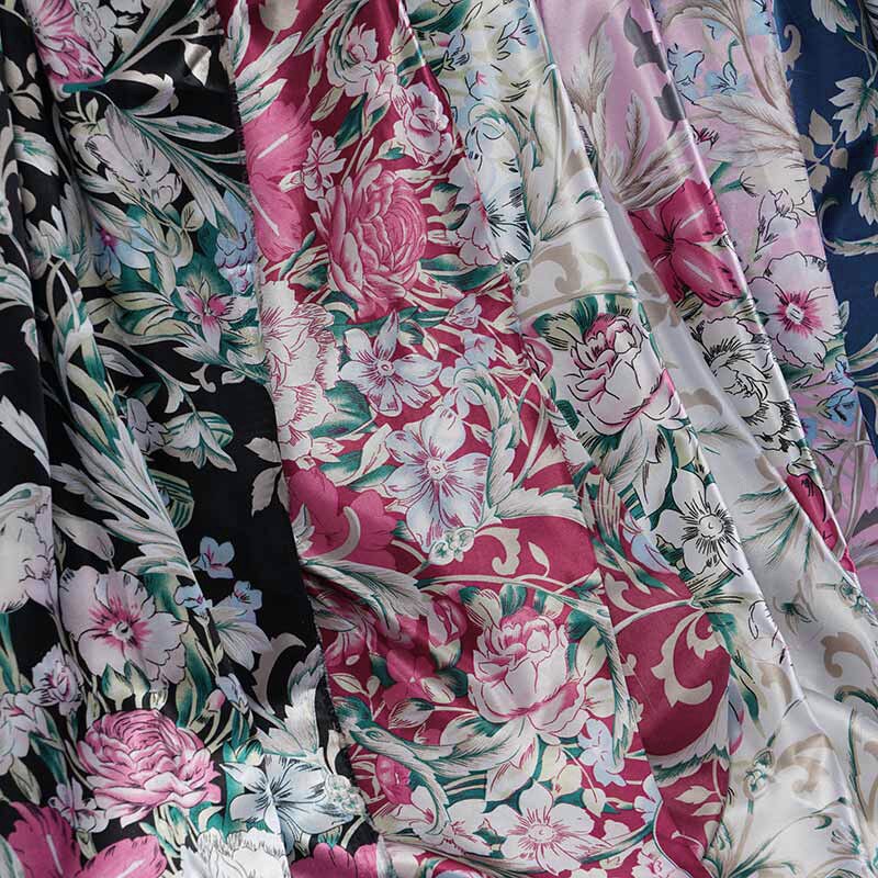 Vintage satin stof trykt blomst satin klud til syning af kvinder kjole og pyjamas japanesem 86