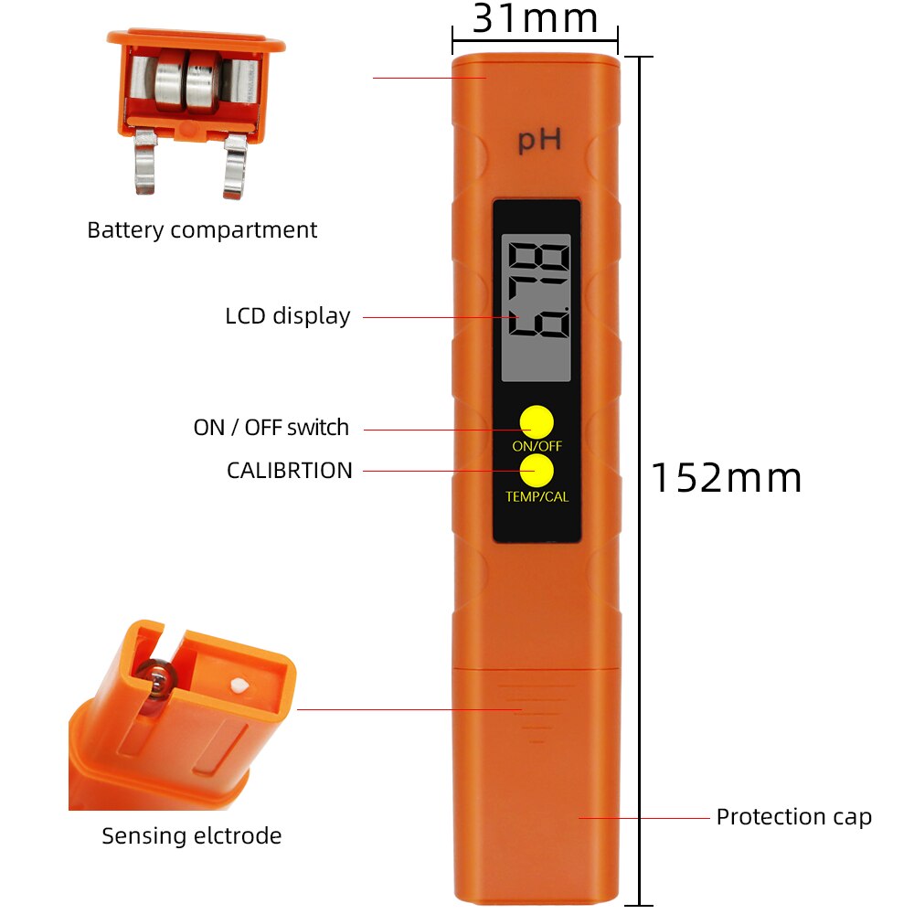 Digital PH Meter LCD PH Tester Accuracy 0.1 Automatic Calibration for Water Food Aquarium Pool Hydroponics Pocket Size 40% OFF