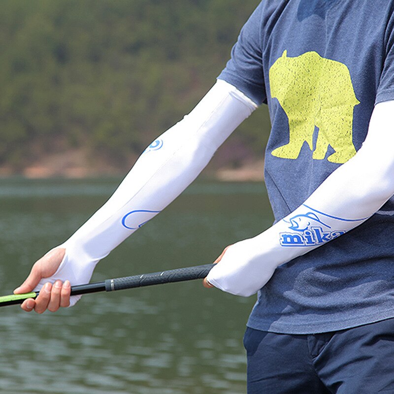 Manga de protección solar de seda de hielo para ciclismo y pesca al aire libre, manga transpirable anti ultravioleta para brazo, estilo largo para hombres y mujeres