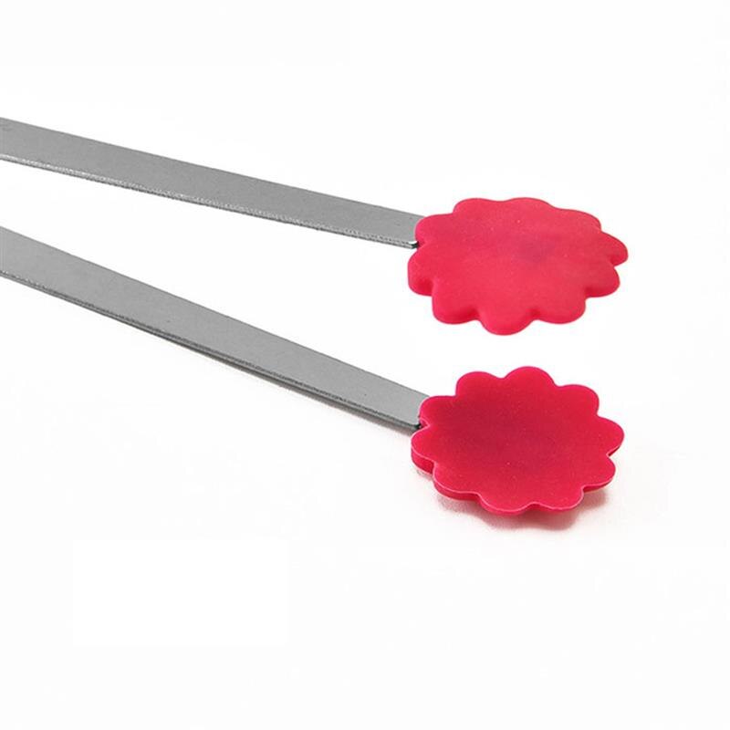 1 Pcs Stainless Steel Kitchen Tongs Small Cute Non-Slip Silicone Tip Tongs Household Ice Sugar Tong Food Grade Kitchen Utensils