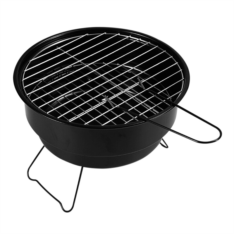 Mini Round BBQ Grill Foldable Charcoal BBQ Grill Non-stick Surface Portable Outdoor Travel Patio Stove Cookware Barbecue Tool