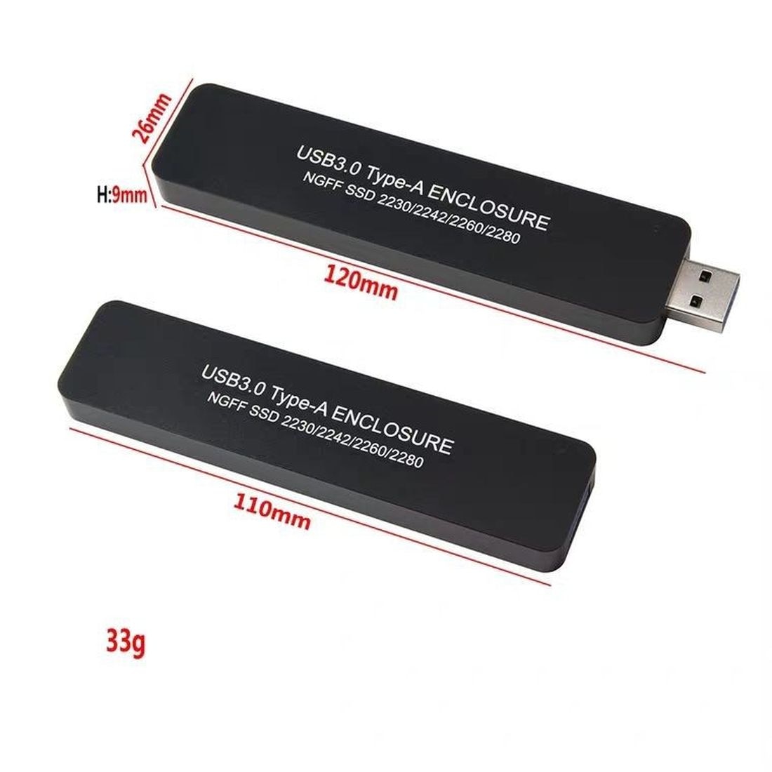 Obudowa M.2 SSD USB 3.0 do NGFF SATA 2230/2242 - Plug & Play Aluminium