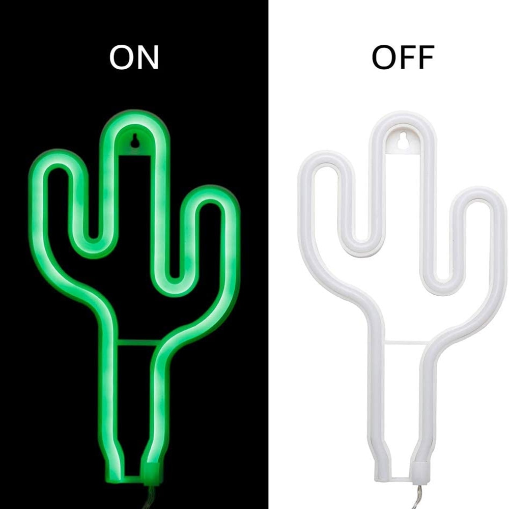 Vihreä kaktus neon valokyltit led koristeet valot akku- ja usb-käyttöiset kaktuslamput neonkyltit syttyvät lastenhuone makuuhuone