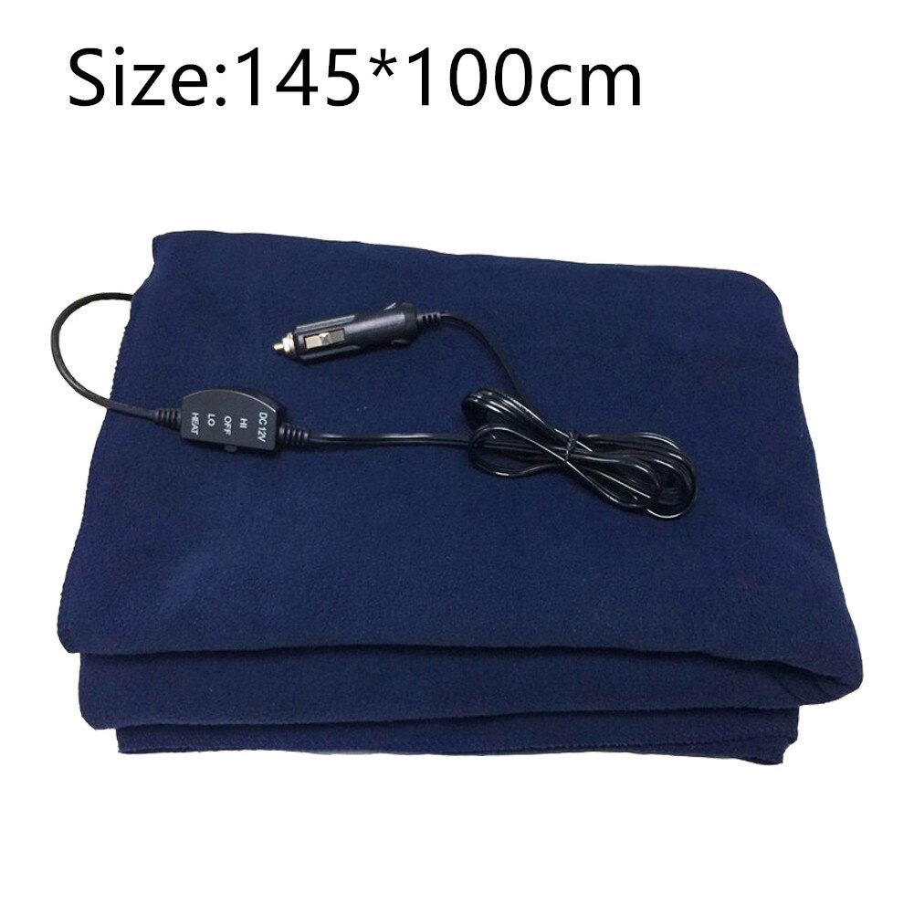 12V Electric Brushed Fleece Car Heated Blanket 4 4 Levels Temperature Adjustment Timing Heater Warmer With LCD Screen Display: 145x100cm