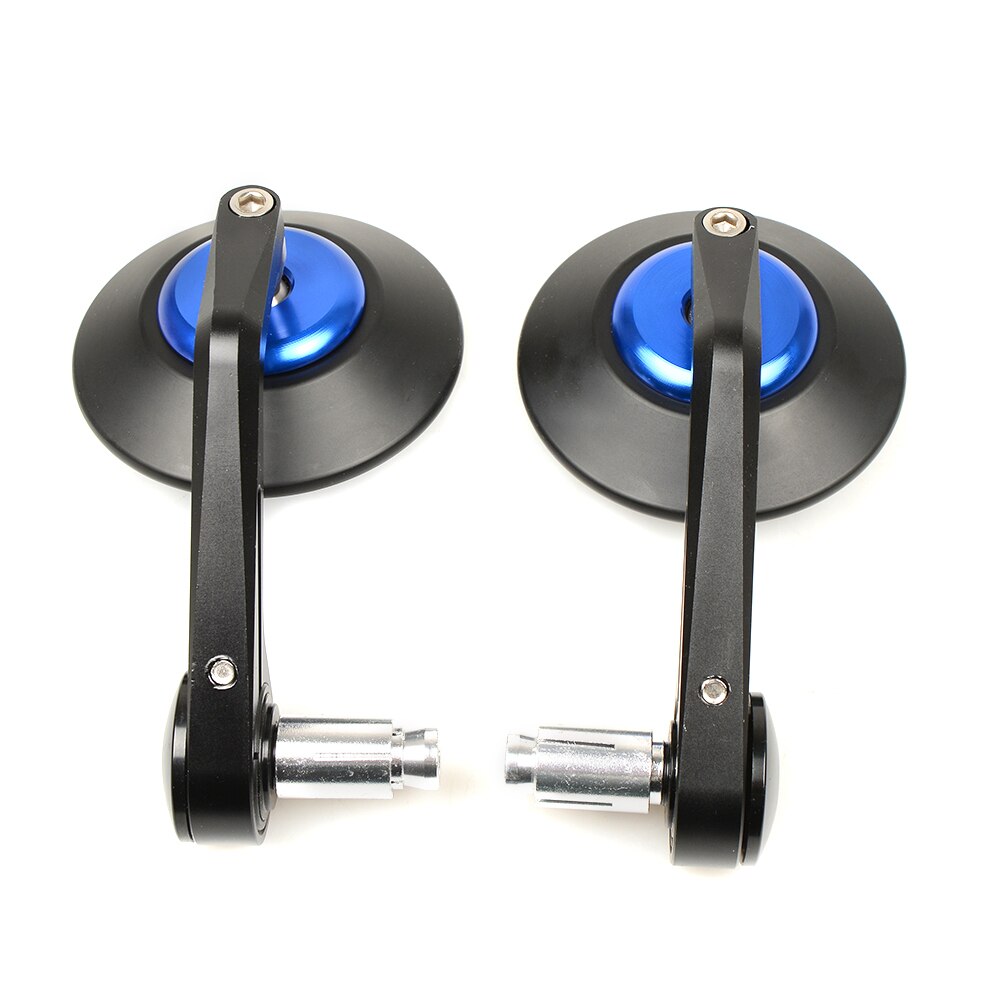 Universal Motorrad CNC Aluminium Blau Glas Rückansicht Seiten Runde Spiegel Griff Bar End Spiegel Racing adapter Für Street Bike