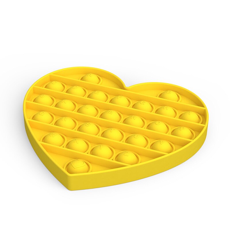 Special Needs Stress Reliever Bubble Sensory Fidget Toy Stress Relief Silent Classroom Funny Antistress Toys Squishy Aнтистресс: Heart Yellow