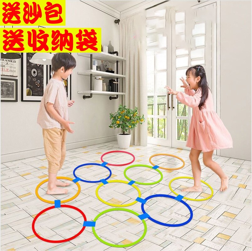 Hopscotch Jump To The Grid Jumping Ring Outdoor Fun Game Kindergarten Teaching Sports Toys Children Sensory Training Equipment