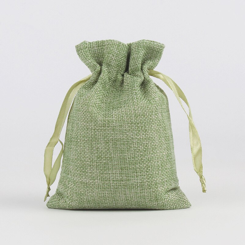 2Pcs 20x30cm Linen Drawstring Pouch Jewelry Bag Logo Printed Jute Pouch Christmas/Wedding Party Food Candy Packaging Bag: green