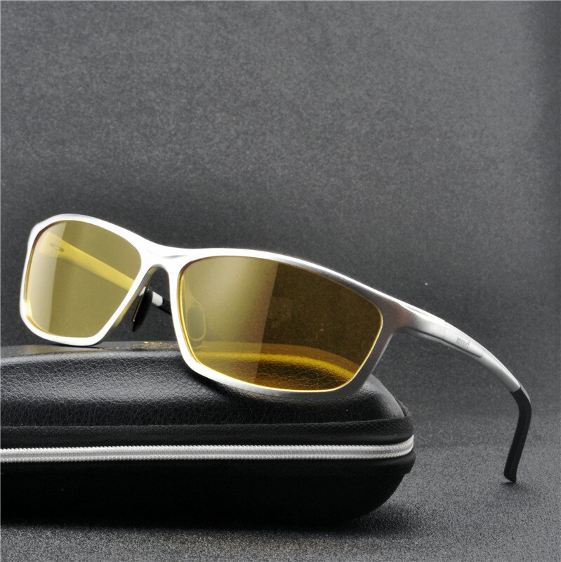 Gafas de sol de aluminio y magnesio para hombre, lentes de sol polarizadas de visión nocturna para conducción, gafas de sol para pescar, sin montura UV400, FML,