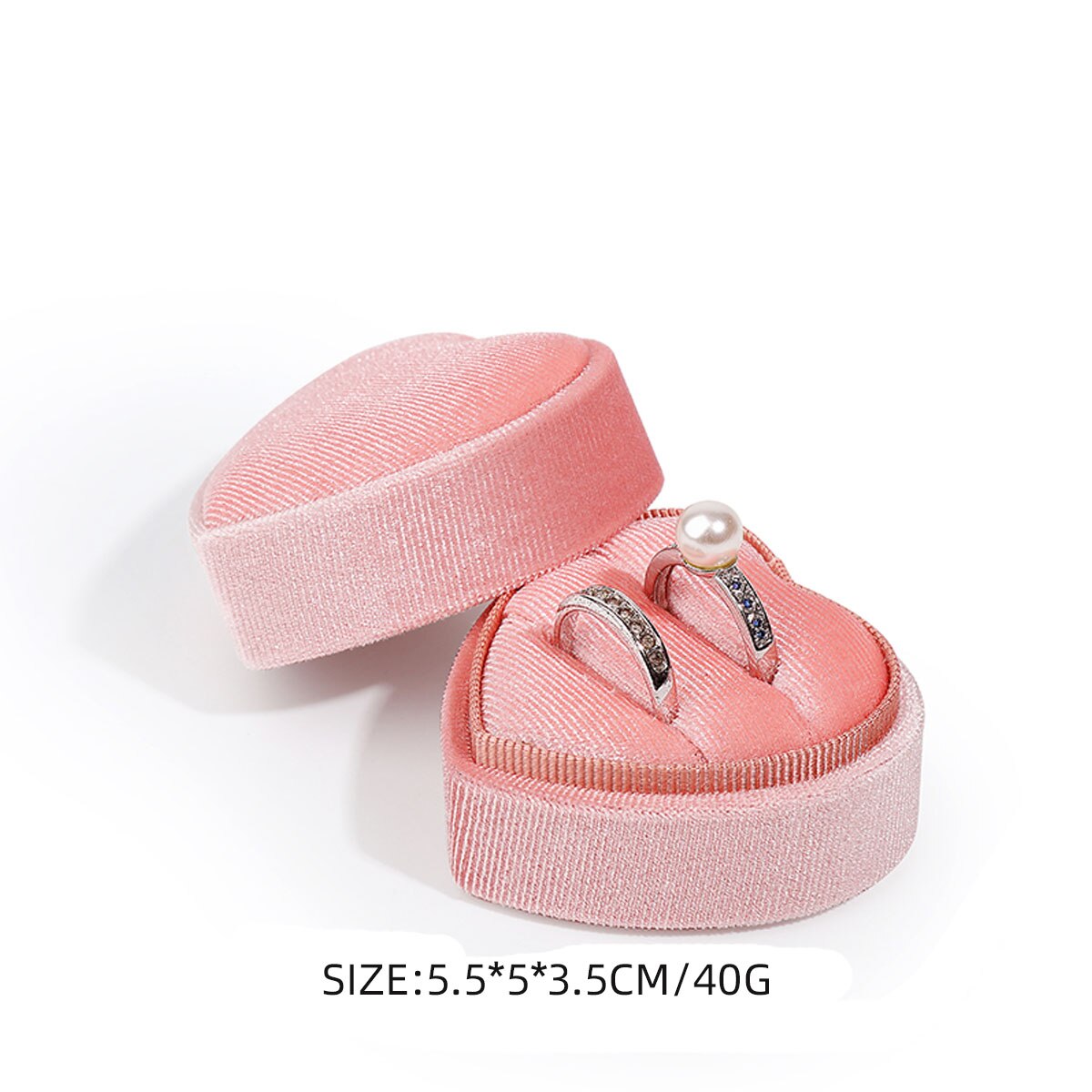 Sieraden Doos Ring Box Strik Sieraden Organizer Box Hartvormige Corduroy Doek Ketting Box Ring Verpakking Box: Pink-04