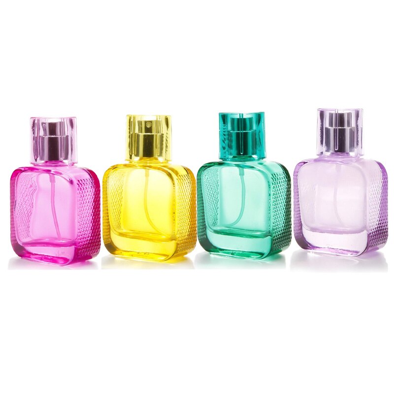 Mub-30Ml Gekleurde Dikke Glazen Navulbare Parfumfles Verstuiver Metal Sproeier Pomp Lege Container Parfum Flessen Met Spray