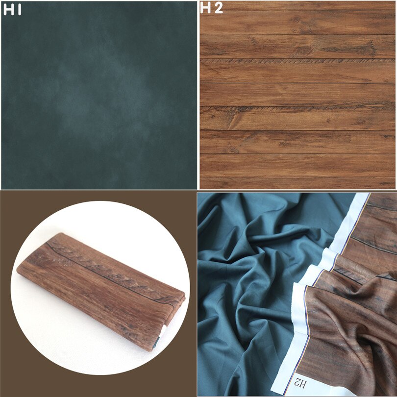 Double Side Wood Plank Floordrop Backdrop Newborn Photography Background Flower Field Flooring Fabric Baby Girl Photo Props: H1 H2