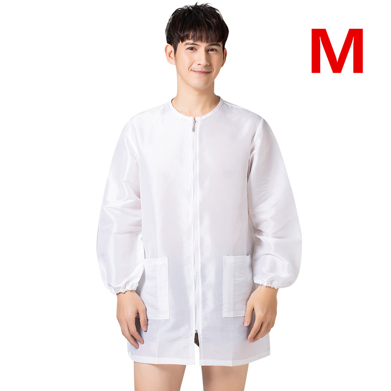 Uniforme de travail à fermeture éclair pour barbier , Cape de coiffeur, vêtements de travail, tablier de toilettage pour animaux de compagnie: A027-White-M