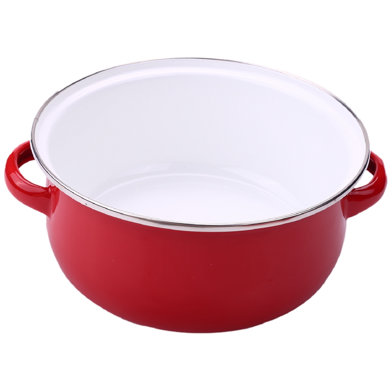 18Cm 1.5L Tomato Enamel Soup Pot Stockpot Mini Saucepan Milk Egg Noodles Cooking Pan For Induction Cooker Gas Cooker