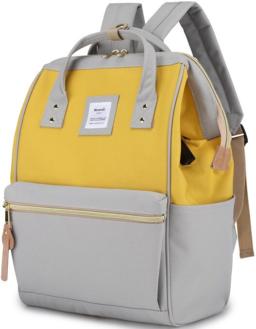 Women Backpack Travel Men Shoulder Bag 15.6 Laptop Backpack Large Capacity Cute Schoolbag for Teenager Girls Bagpack: YellowGrey