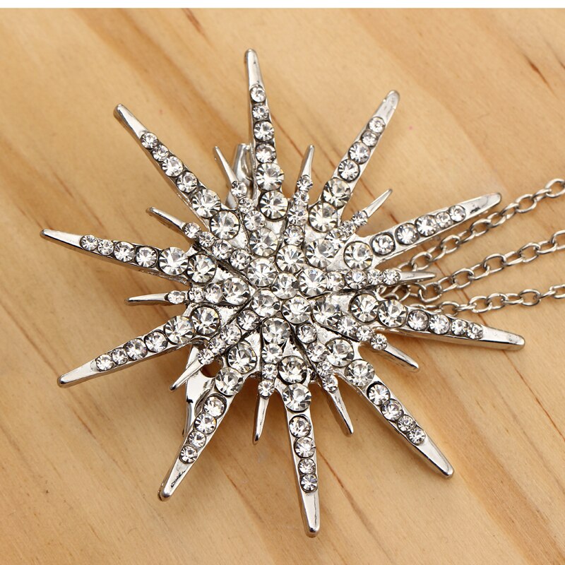 Hesiod Dames Broche Kristal Ster - Klassieke Sprankelende Ketting Broches Jurk Decoratie Zilver/Zwart/Goud