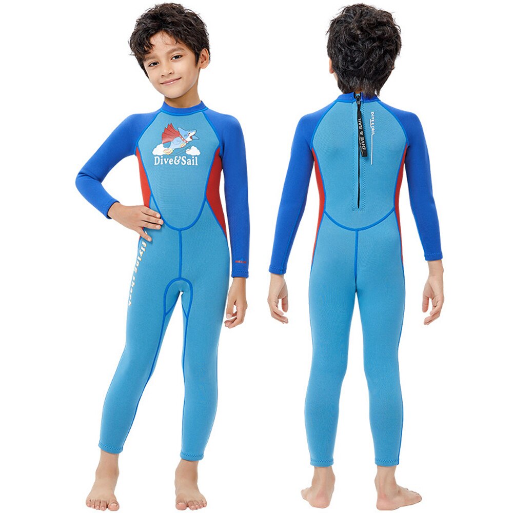 2.5mm Neoprene Wetsuit for Kids Boys Long Sleeves Sun Protection Children Diving Suits Surfing Underwater Swimming Training