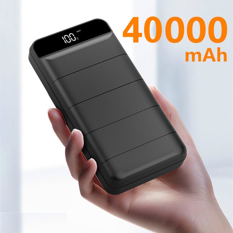 40000mah Power Bank Portable Mobile Phone Charger Pover Bank External Battery Double USB LED Powerbank for Xiaomi MI Iphone: Black