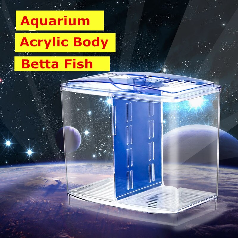 2 Rooms Betta Fish Breeding Boxes Double Guppies Hatching Incubator Isolation Acrylic Mini Aquarium Tanks Durable AT004