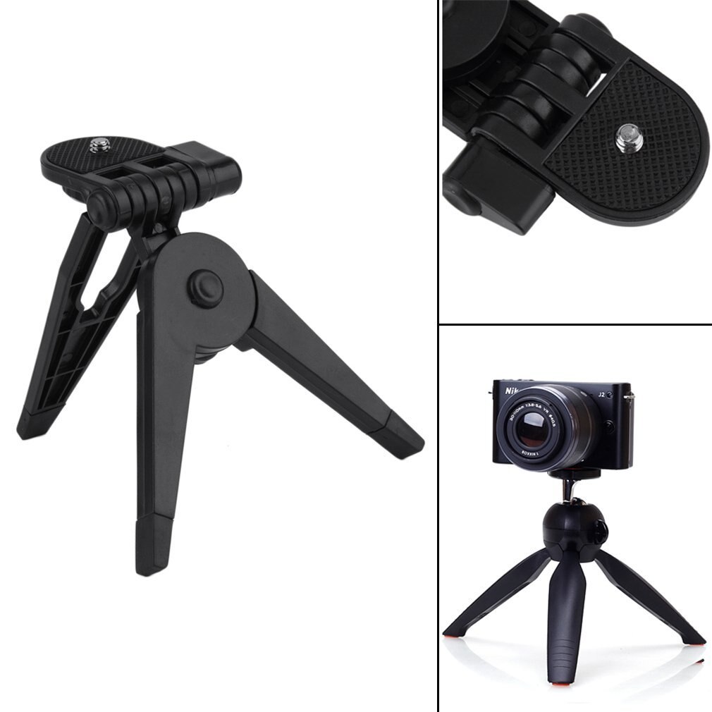 Portable Mini Plastic Foldable Photography Tripod Table Desk Stand Mounting Bracket for Camera Camcorder DSLR SLR Black
