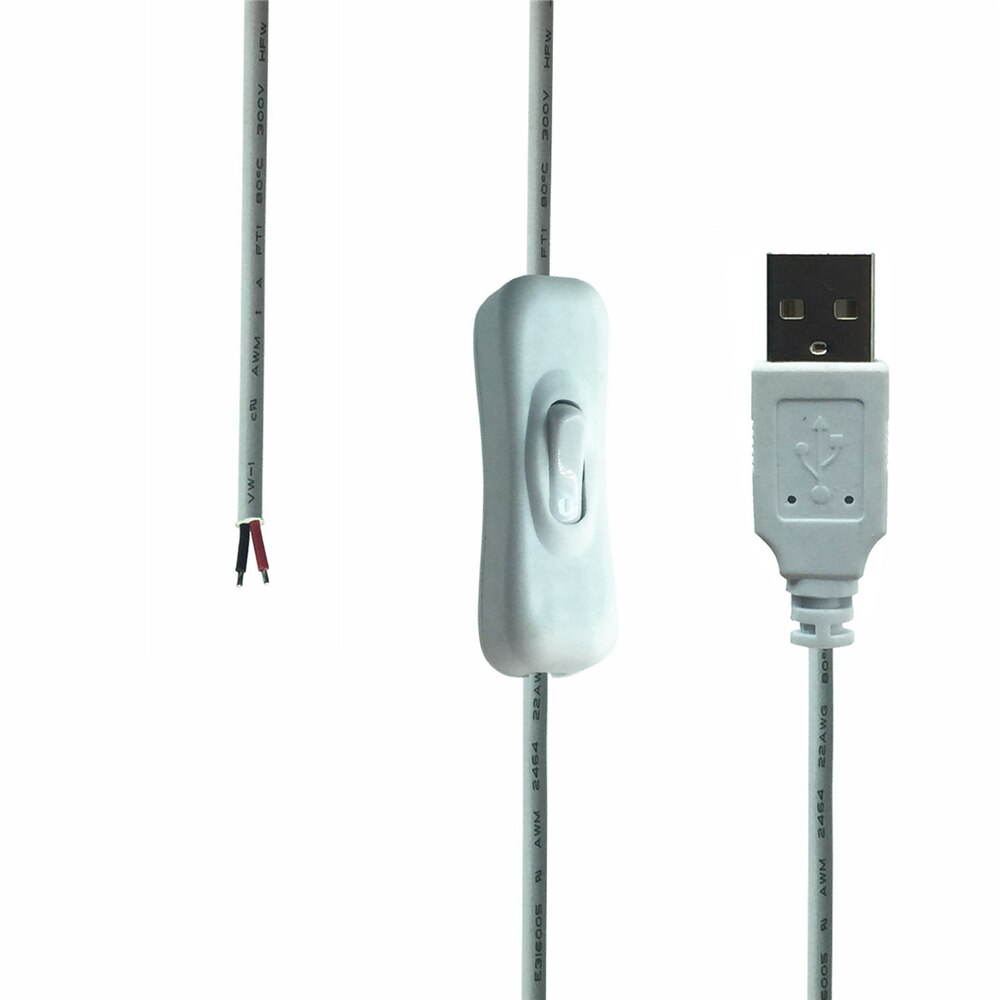 DIY 5V USB Kabel Mannelijke Jack 2Pin 2 Draad Power Charge Cable Cord 1m Draad Met Schakelaar voor LED: Default Title