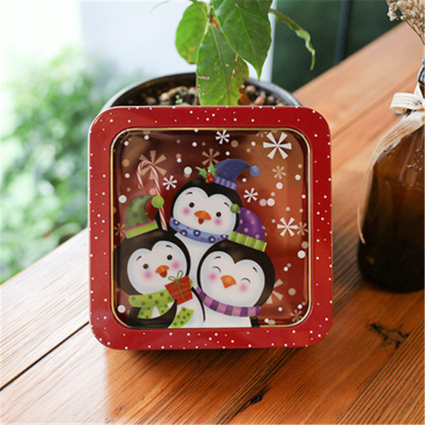 Emballage de noël en fer, boîte à bonbons, joyeux noël, bonhomme de neige, fête, décoration de bonbons Cookies faits à la main: H