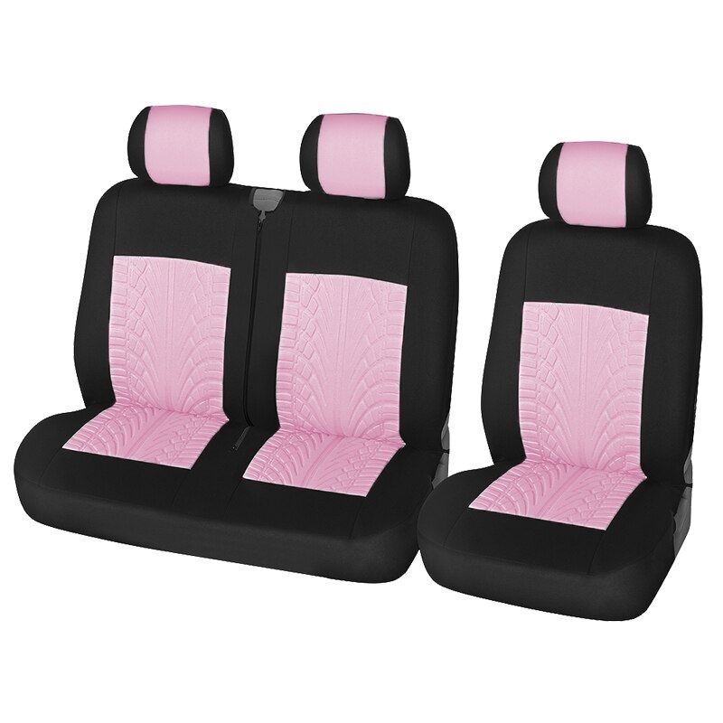 AUTOYOUTH Pink 2+1 Seat Covers Car Seat Covers Protector for Transporter/Van,Universal Polyester Fabric Car Cover,Truck Interior