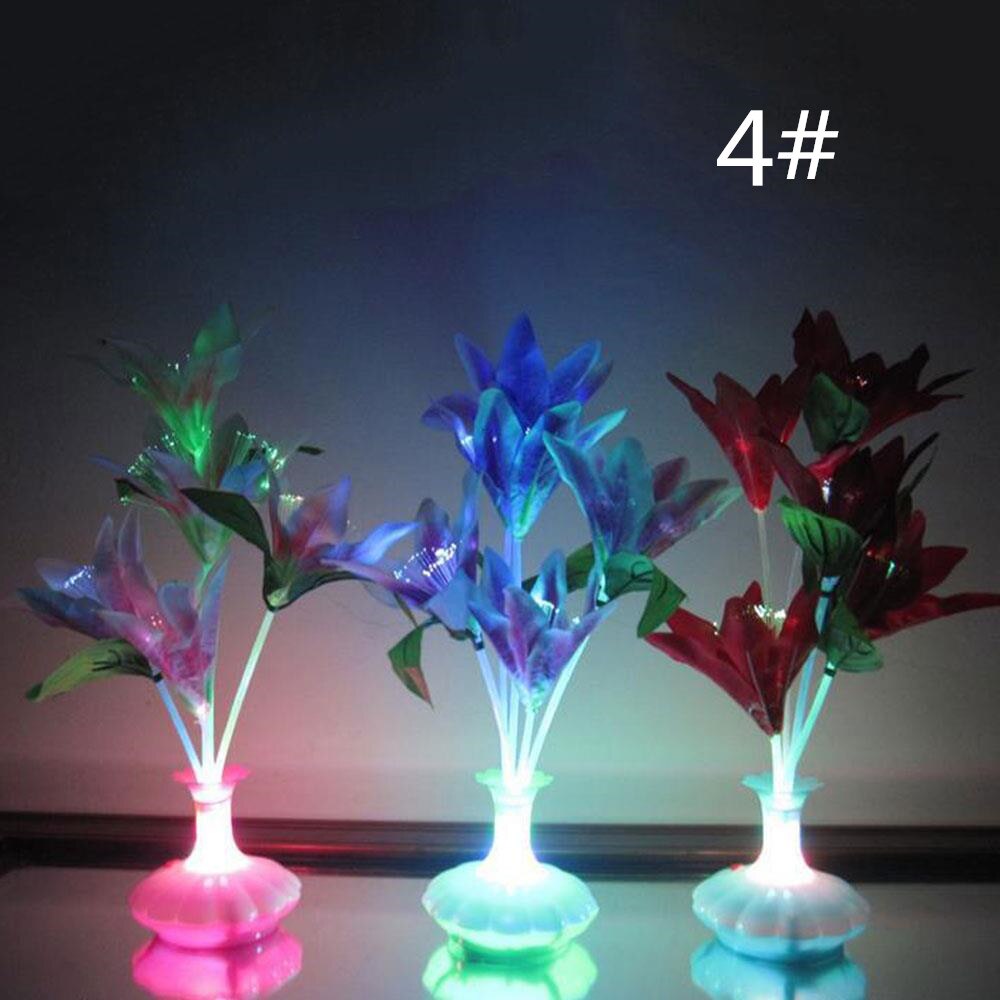 LED Glasvezel Lamp Bloem Lelie Vaas Nachtlampje Decoratie Kleurrijke