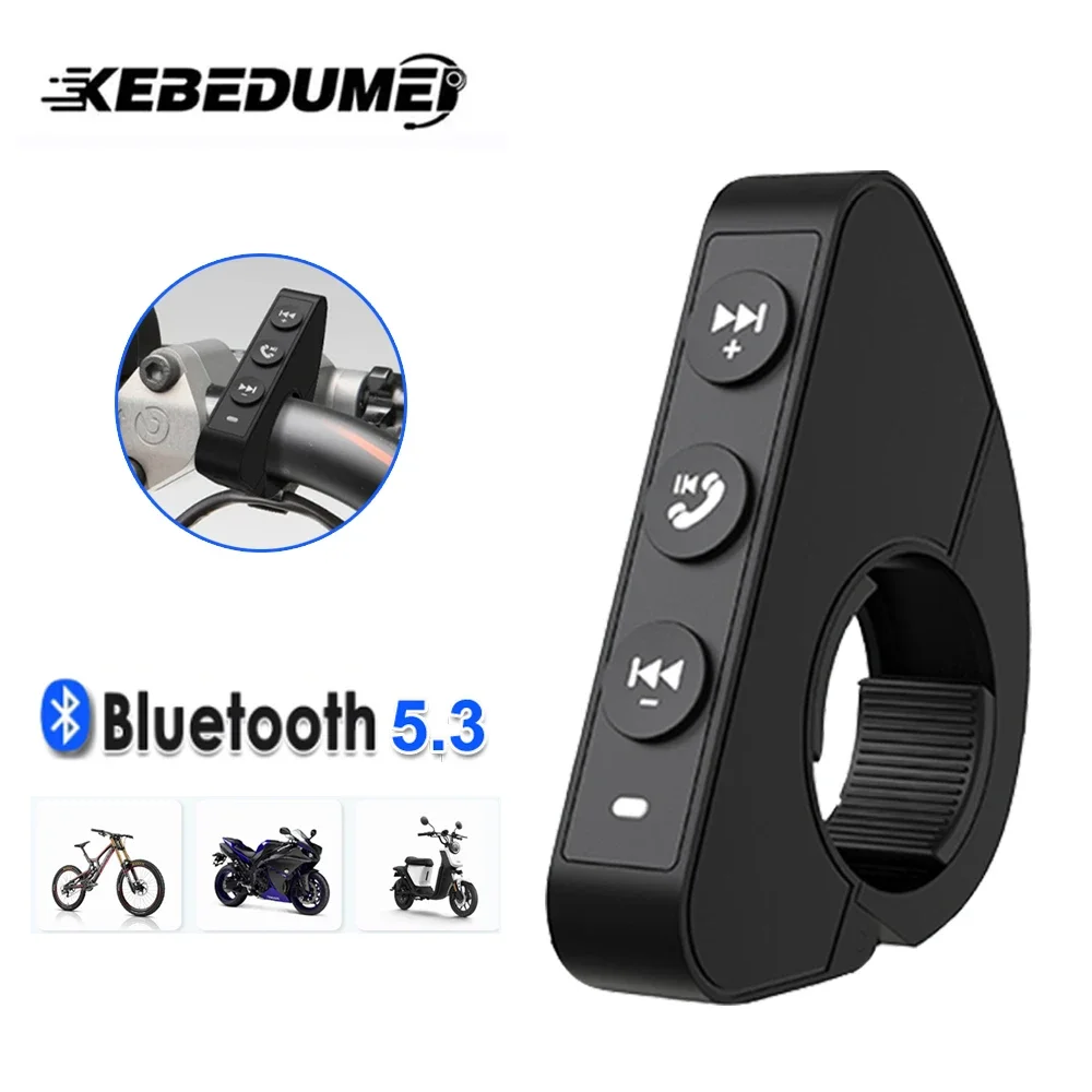 Kebidumei Bluetooth 5.3 Stuur Afstandsbediening Voor Motorhelm Headset Waterdichte Draadloze Media Control Universeel