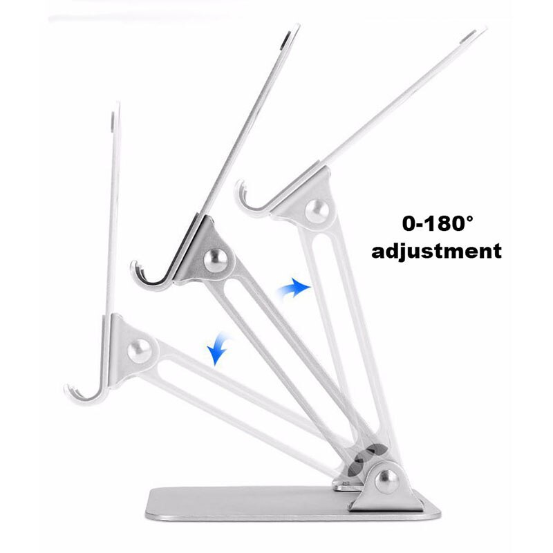 Tablet Phone Stand Holder - Aluminum Alloy - Flexible Adjustment - Foldable - For iPad, iPhone, 4-10 Inch Tablets