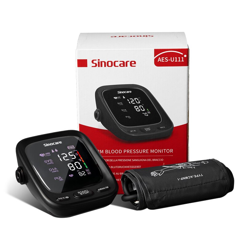 Sinocare Blood Pressure Monitor Tensiometer Upper Arm Automatic Digital BP Machine Pulse Heart Rate Monitor: Default Title