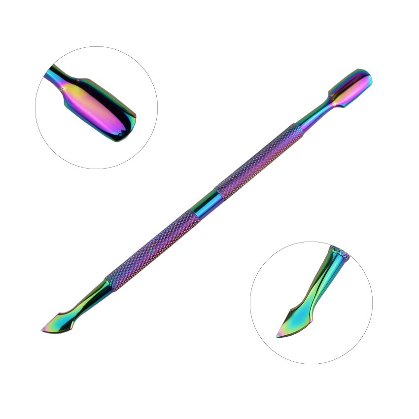 Tignish-1 Uds. De esmalte de uñas Camaleón de doble punta, empujador de cutículas de dedos, para manicura y manicura