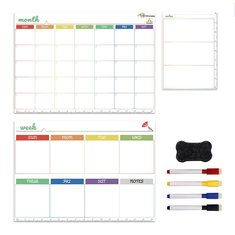 Dagelijkse Week Maand Plan Magnetische Kalender Whiteboard Sticker Flexibele Bericht Notities Boord Koelkast Stickers Set Thuis Decore: 08 set