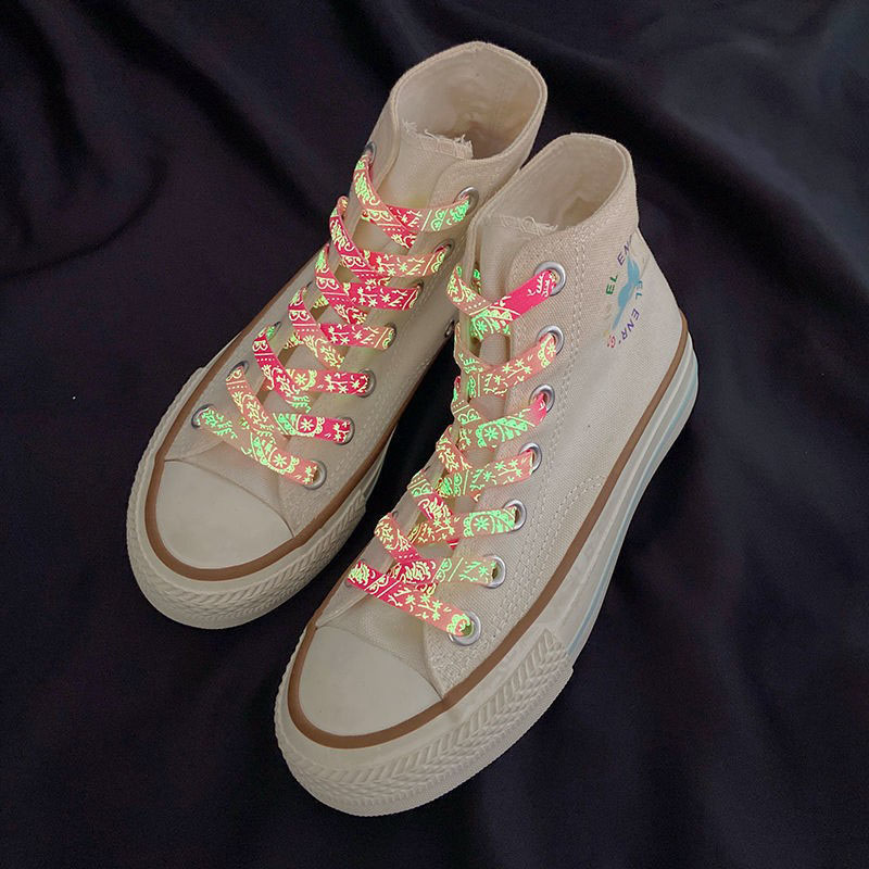 Glow In Dark Veiligheid Schoenen Lichtgevende Schoenveters Platte Sneakers Canvas Veters Glow In De Donkere Nacht Kleur Fluorescerende Cordones