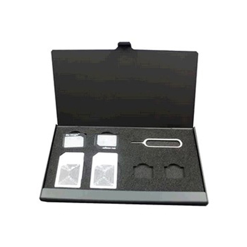 21 In 1 Aluminium SIM SIM Micro Pin Sim-kaart Nano Geheugenkaart Opbergdoos Case Stand Black