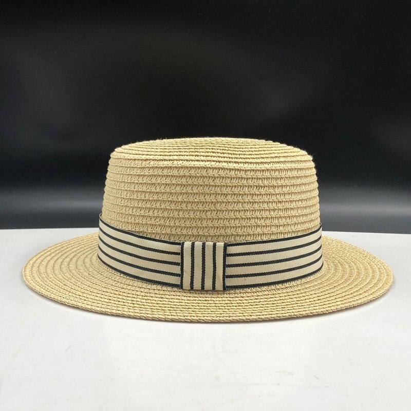 Zomer Vrouwen Schipper Strand Hoed Vrouwelijke Casual Panama Hoed Dame Classic Strik Stro Platte Zonnehoed Vrouwen Fedora: 02
