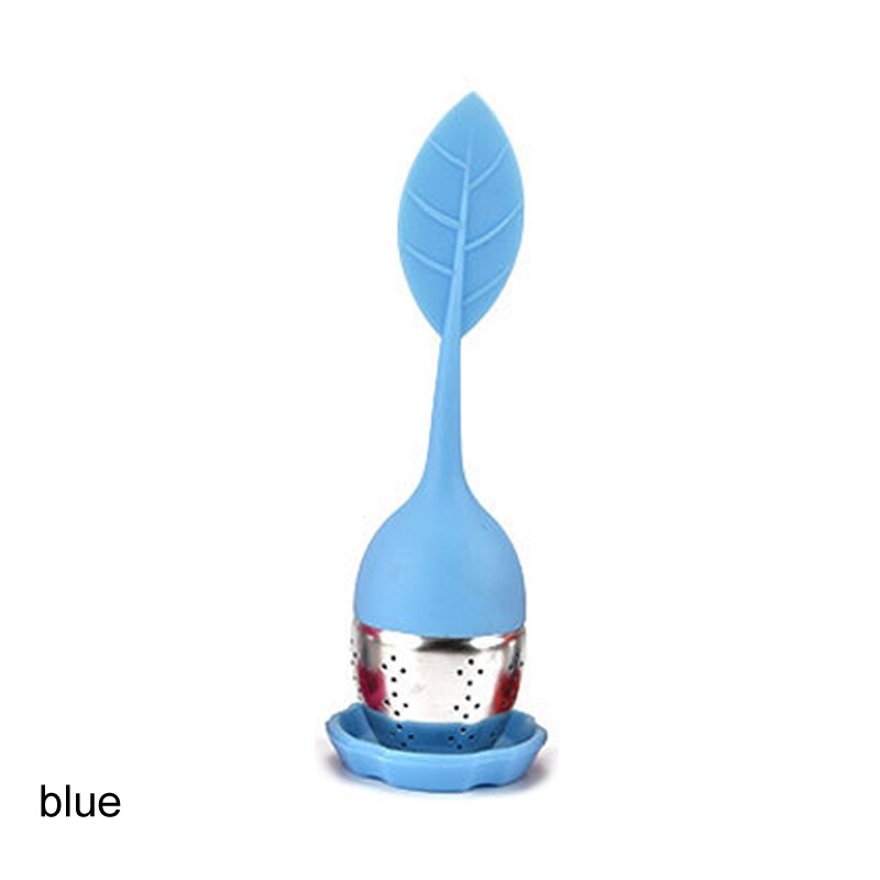 Sachet à thé en forme de feuille 1 pièces | Dispositif de brassage, filtre à épices végétales, Silicone Durable, accessoires pour thé: Bleu