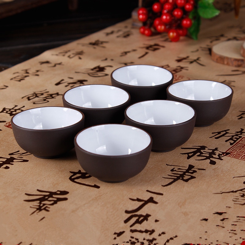 12 Stks/partij Yixing Kopjes Kungfu Thee Cup Paarse Klei Thee Set 30Ml Cups Drinkware Porseleinen Thee Set