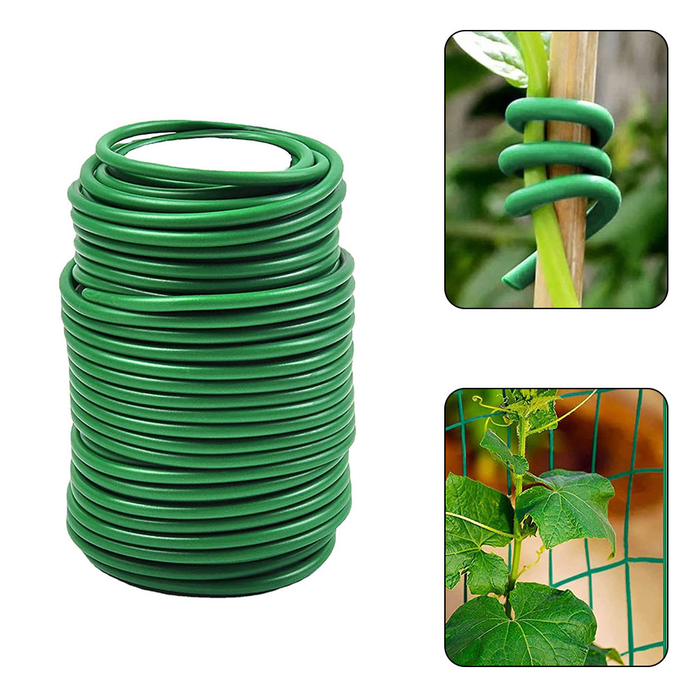 Attaches de câble de jardinage 8m/10m, ficelle végétale verte, Flexible, pliable, Support de jardin, attache de câble, fil d'acier enduit de caoutchouc réutilisable