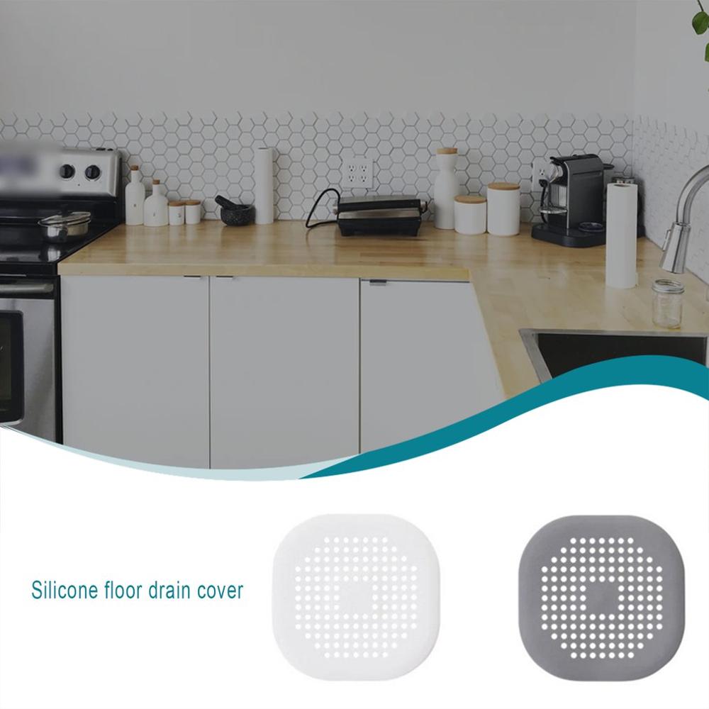 Square Drain Cover for Shower TPR Drain Hair Catcher Flat Silicone Plug for Bathroom and Kitchen Flat Strainer Stopper